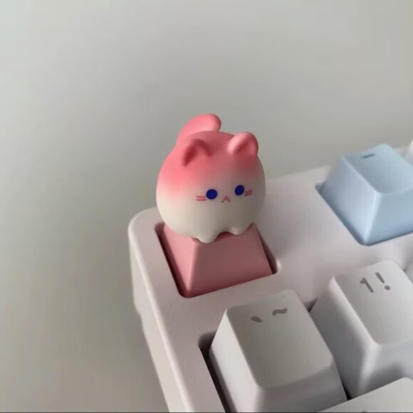 Cute Pink Ombré Cat keycap, Artisan keycap, for mechanical keyboard OEM - Picture 2 of 2